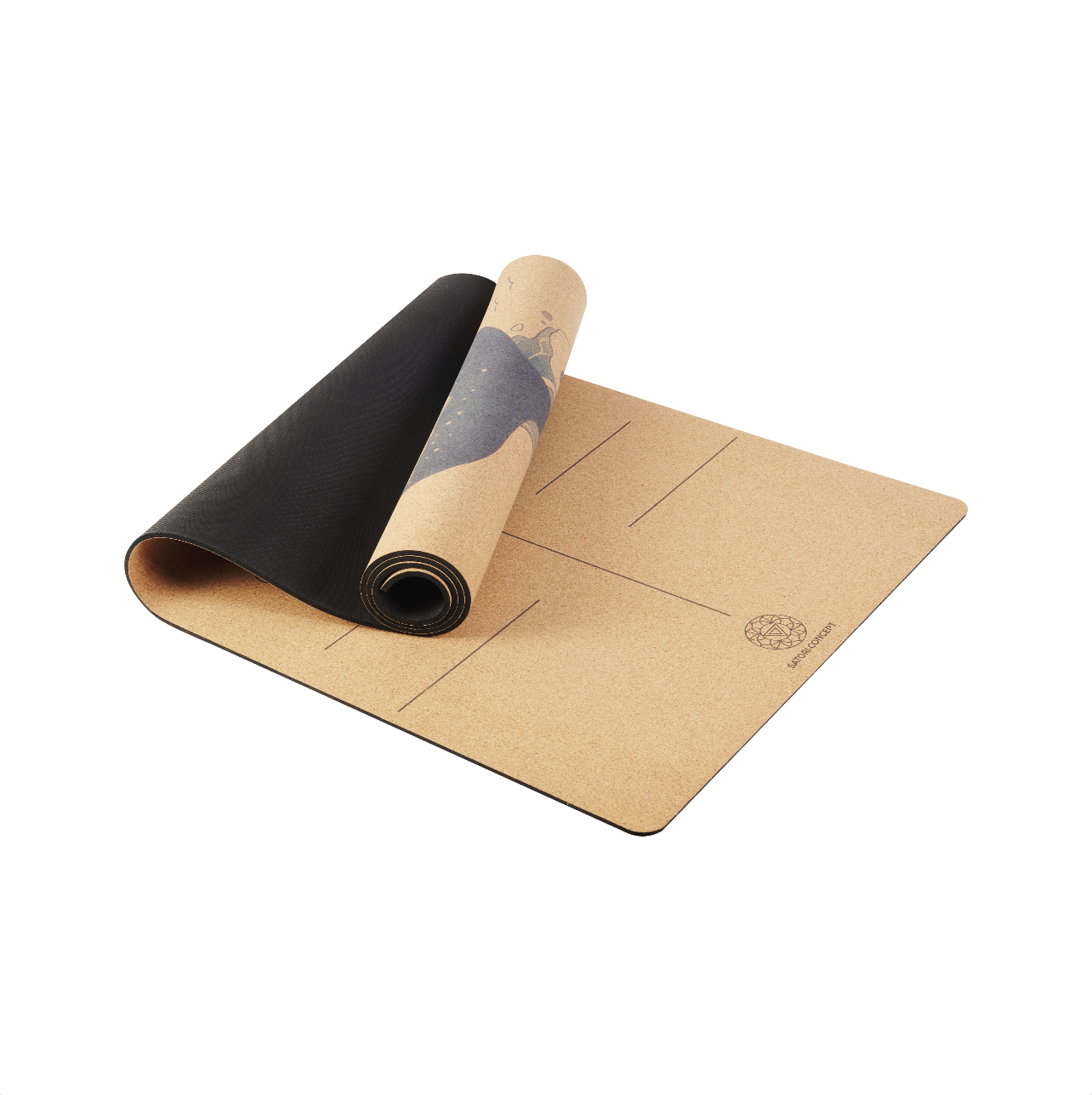 XL Blue Whale Cork Yoga Mat (80"x26"x6mm)