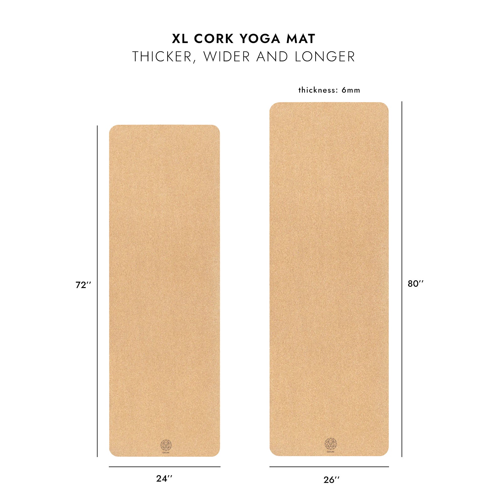 XL Original Cork Yoga Mat (80"x26"x6mm) - Satori Concept