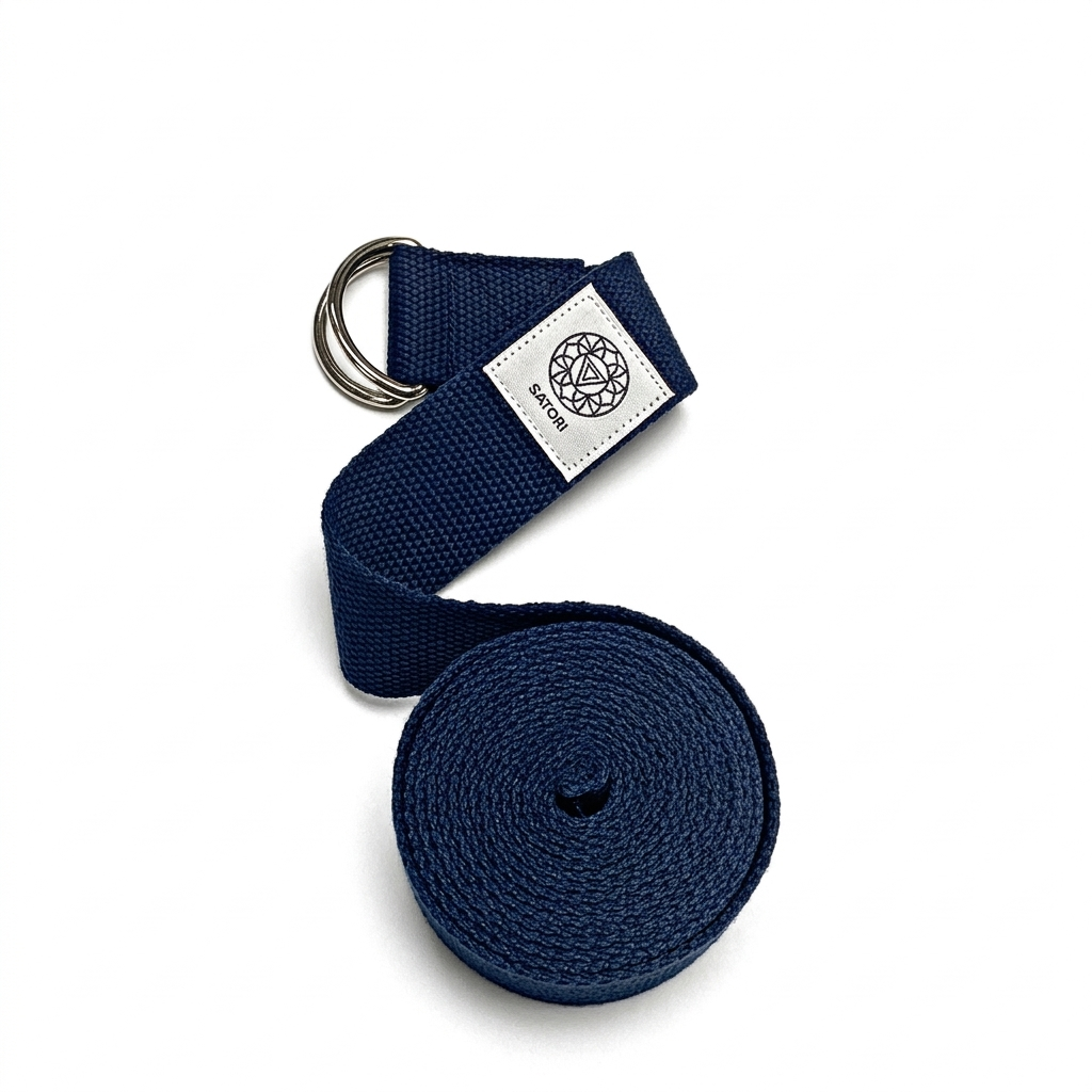 Cotton Yoga Strap with Double D-Ring for Stretching (Blue)