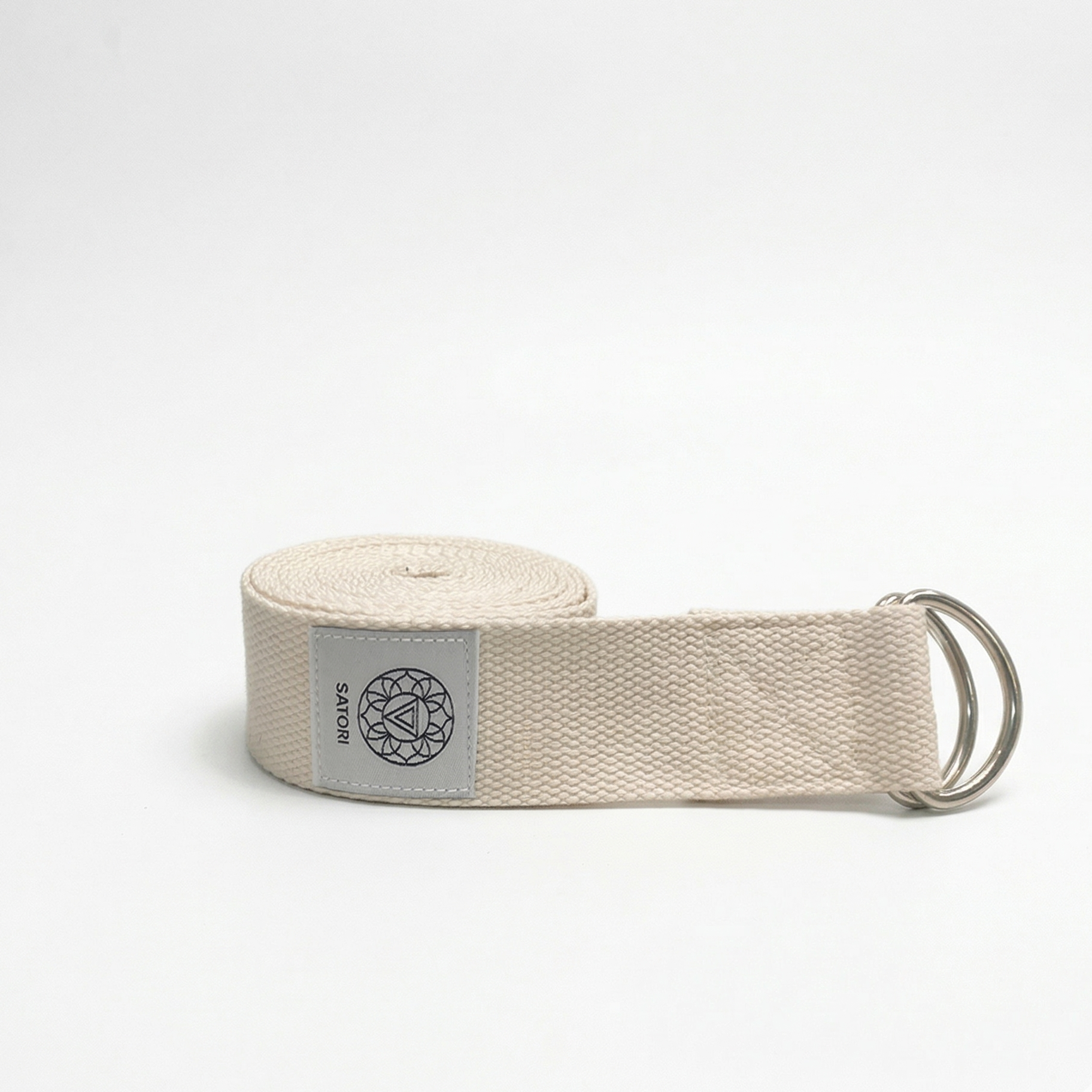 Cotton Yoga Strap with Double D-Ring for Stretching (Cream)