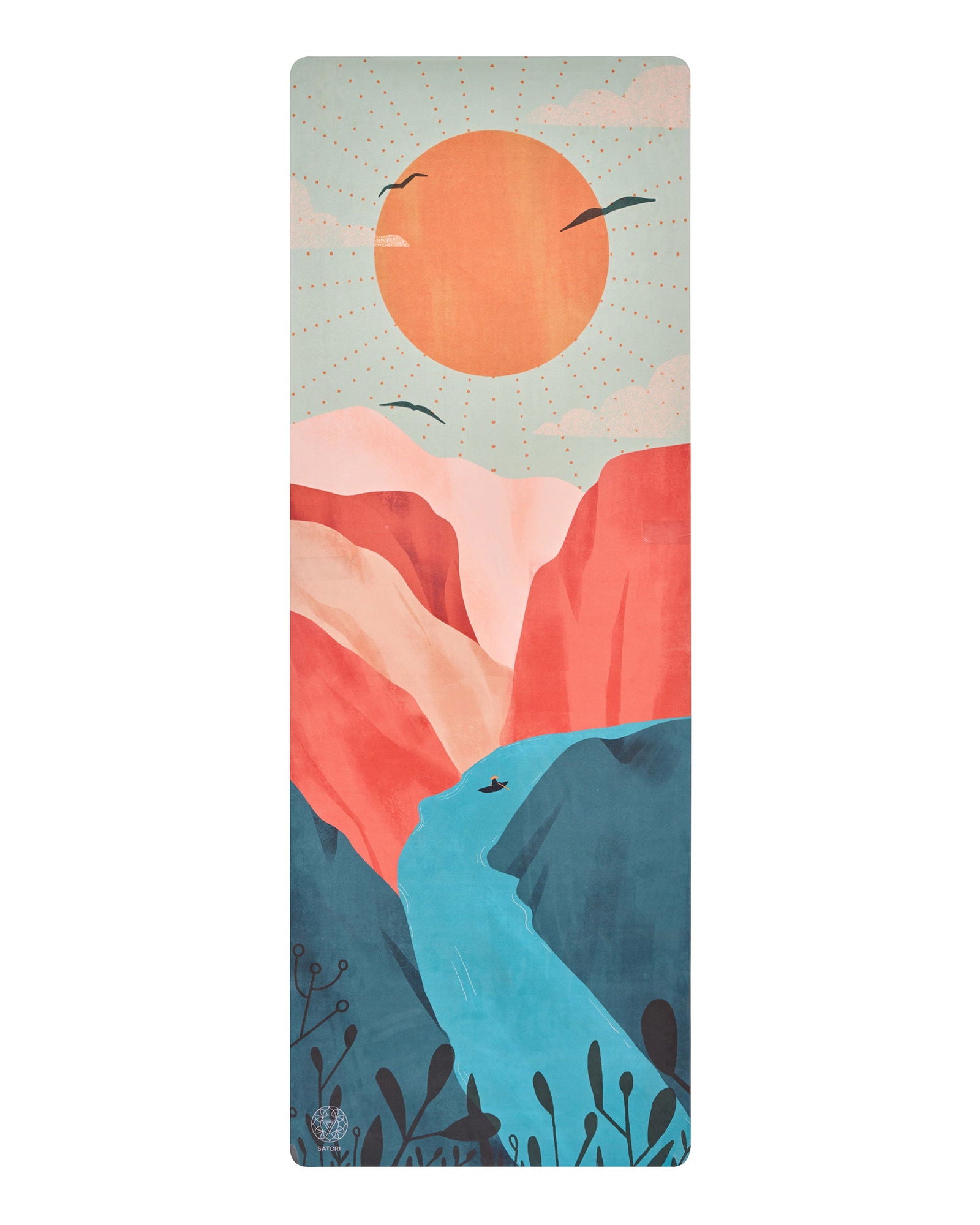 Vegan Suede Yoga Mat - River Painting - Satori Concept 