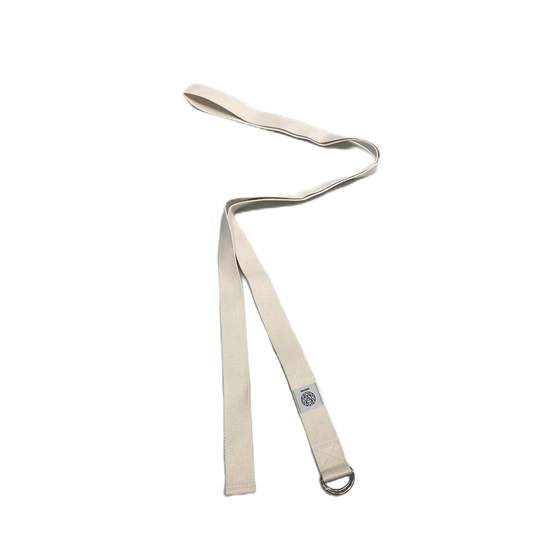 Cotton Yoga Strap with Double D-Ring for Stretching (Cream)